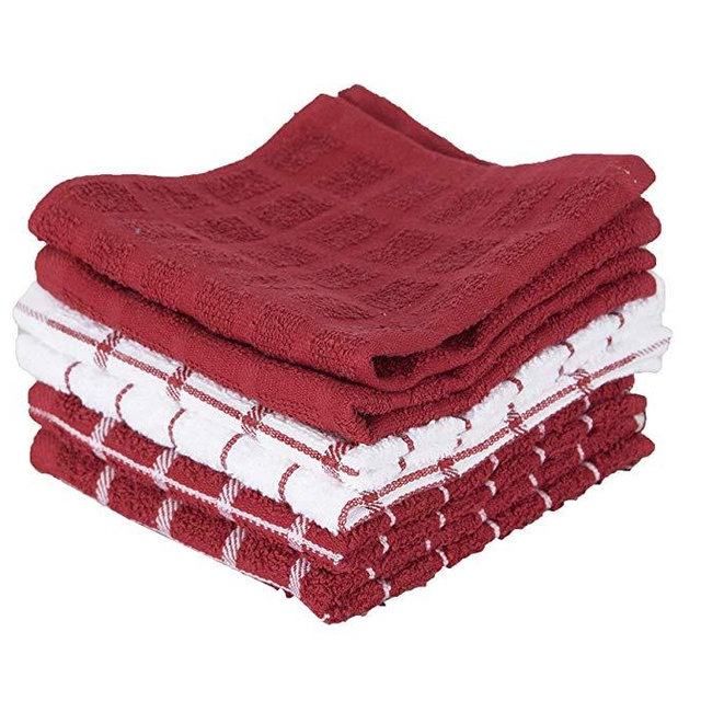 Ritz 100% Terry Cotton, Highly Absorbent Dish Cloth Set, 12” x 12”, 6-Pack, Paprika Red