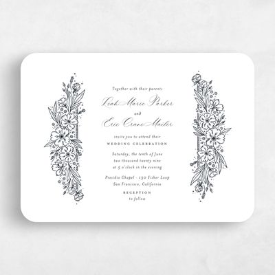 Ebony, White Wedding Invitation - Yolande Landscape