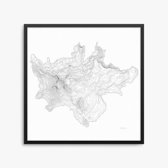 Broken Top Mountain Topography Art