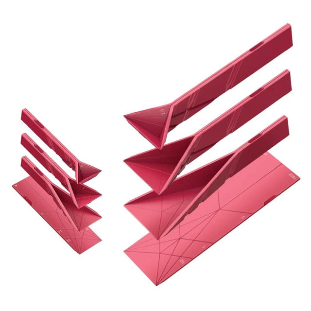 POLYGONS FLAT 3-IN-1 FOLDING MEASURING SPOONS | 2 Spoons with 6 Different Sizes (Maroon)