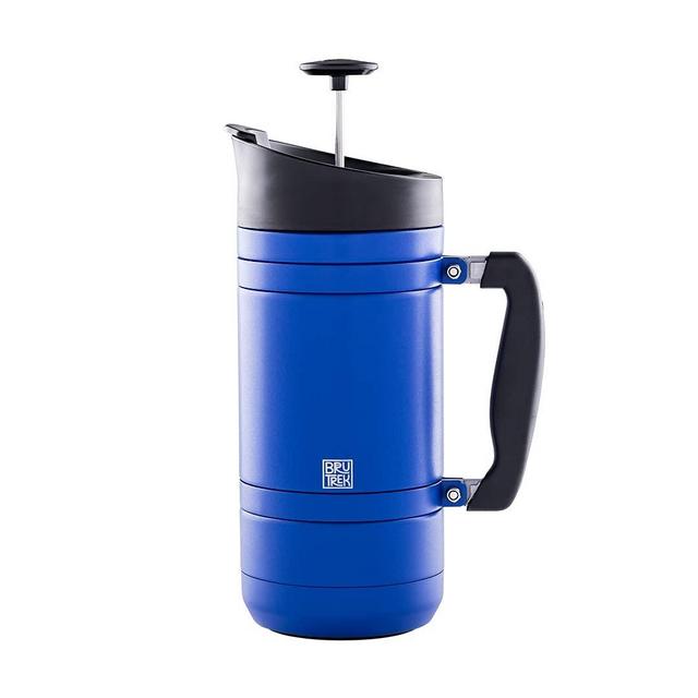 BruTrek BaseCamp Coffee Press - Double Wall Insulated Stainless Steel - Bru-Stop Technology, No Grounds in Coffee, No Spill Lid (Mountain Lake, 48 fl.oz)