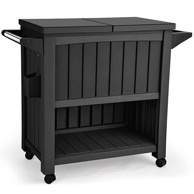 YITAHOME 85 Quart Rolling Cooler Cart with Bottle Opener Drainage, Portable Patio Cooler on Wheels, Outdoor Beverage Cart Ice Chest Cart for Patio Pool Deck Party BBQ Cookouts