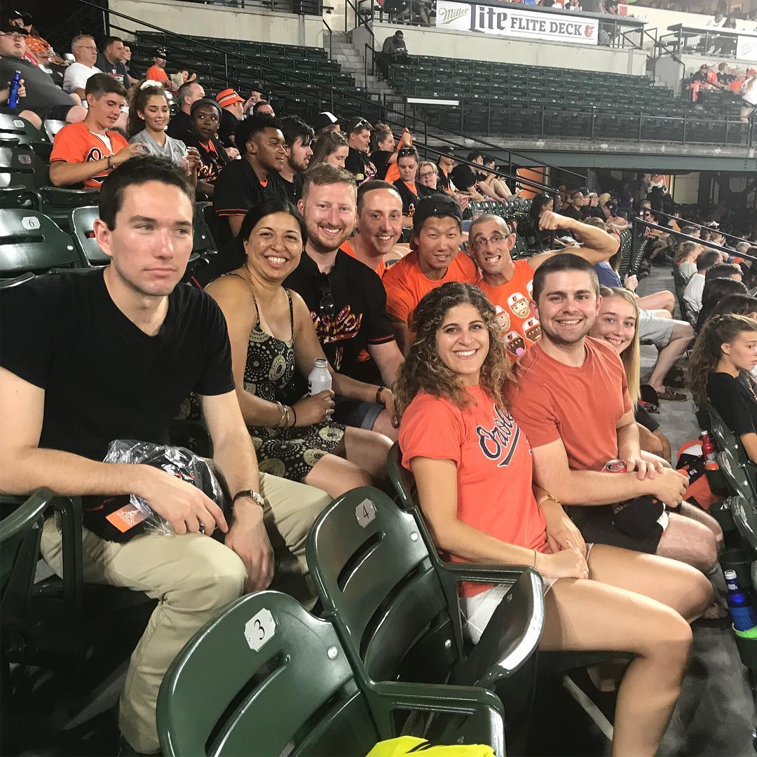 We love baseball games with friends