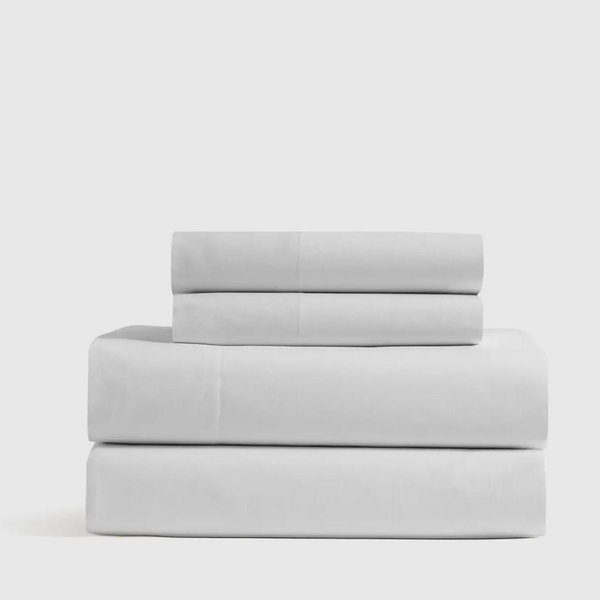 Organic Crisp Percale Sheet Set Light Grey - King