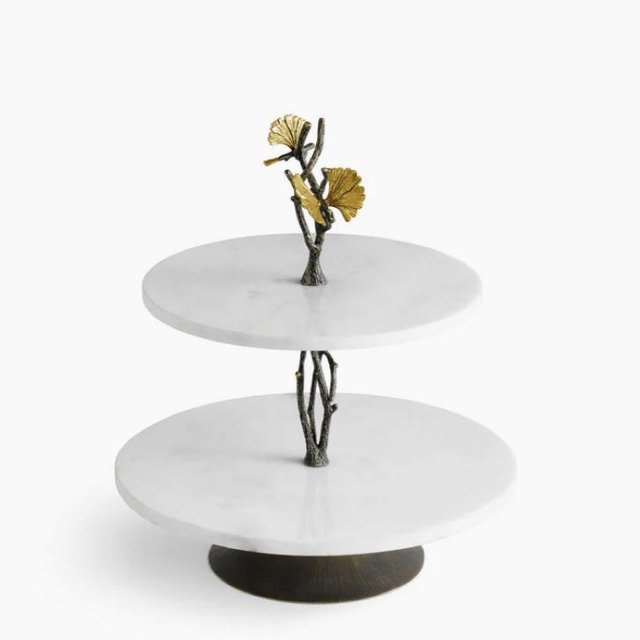 Butterfly Ginkgo Small Marble Etagere