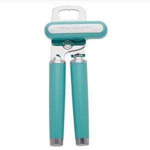 KitchenAid Classic Multifunction Can Opener and Bottle Opener Easy to Use, Razor Sharp Stainless Steel Cutting Wheel, Soft Ergonomic Handles, Aqua Sky