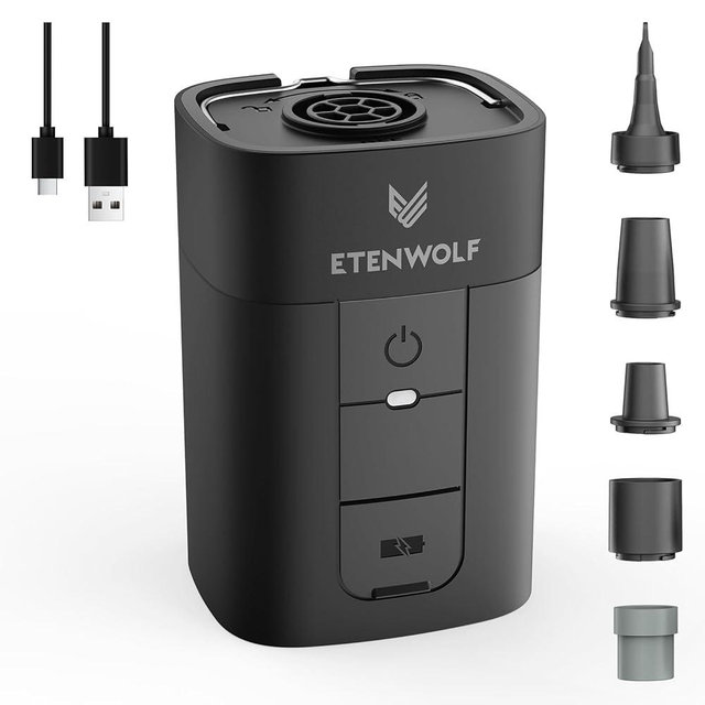 ETENWOLF AIR 5 Air Pump for Inflatables, 5200 mAh Portable Electric Air Pump, 4X Quick Inflator Deflator, 4.5 kPa & 720 L/min Pump for Pool Floats, Air Mattress, Vacuum Storage Bags, Camping