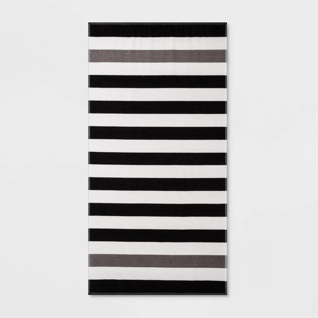 Sailing Stripe Beach Towel XL Black - Sun Squad™