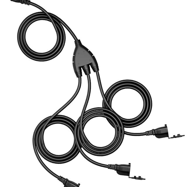 SURAIELEC Outdoor Extension Cord with Multiple Outlets, (15+10+10+10) 45FT Total, 25FT End to End, 1-3 Multi Plug Splitter, 16/3C SJTW, for Landscape, Christmas Lights, Halloween Decorations, Black