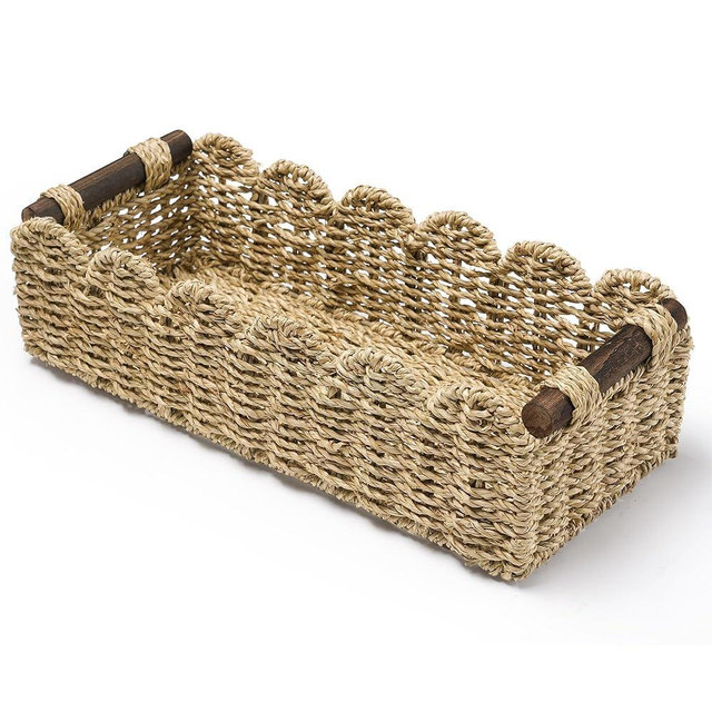 Toilet Paper Storage Basket Bathroom Counter Organizer Wicker Baskets for Organizing Cute Basket for Bedroom Nursery Room Kitchen Bathroom Decor -Seagrass Beige