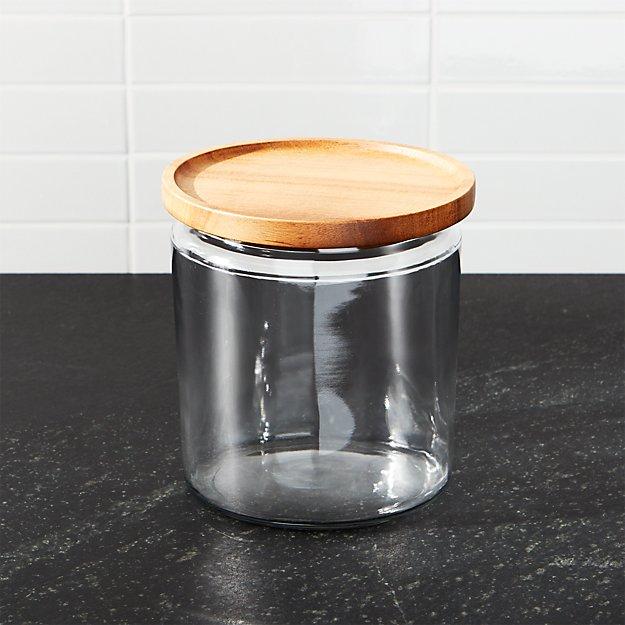 Montana 64 oz. Acacia and Glass Jar