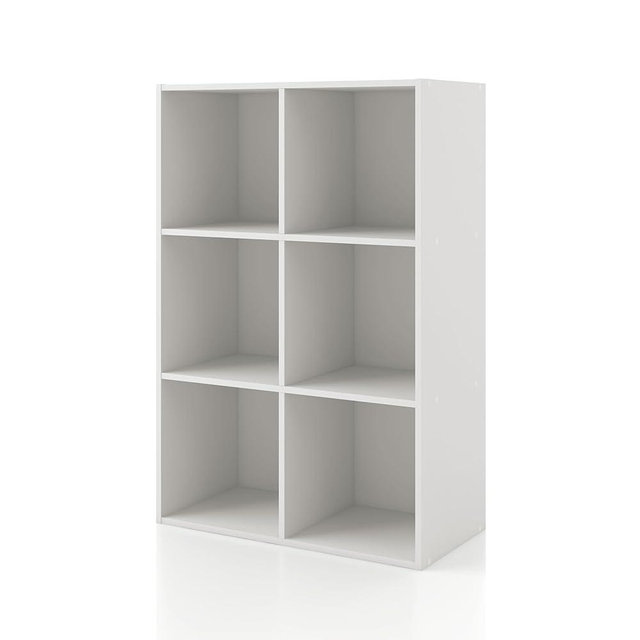 HOMES: INSIDE + OUT Apexa 6 Cube Storage Organizer Shelves, Stackable Wood Bookcase Fits Cubby Bins for Organization, Dorm Teen Room Decor & Home Office, White