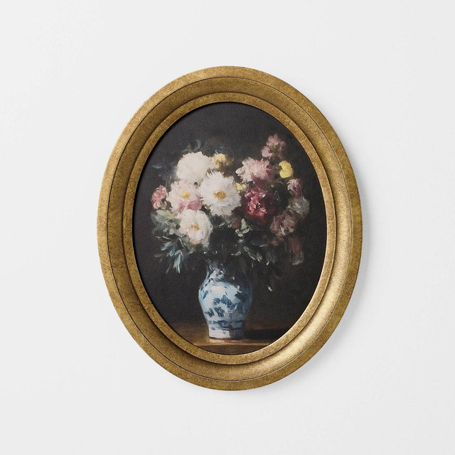 9"x12" Oval Floral Bouquet Framed Wall - Threshold™ designed with Studio McGee