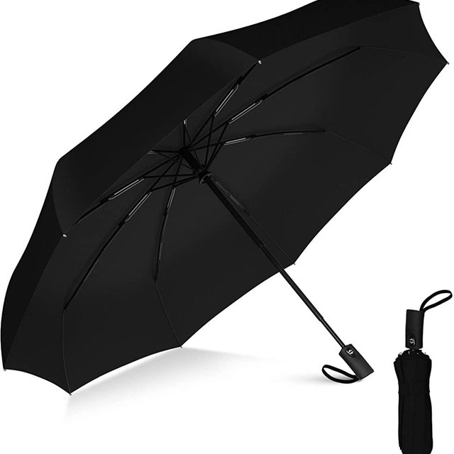 Rain-Mate Compact Travel Umbrella - Pocket Portable Folding Windproof Mini Umbrella - Auto Open and Close Button and 9 Rib Reinforced Canopy