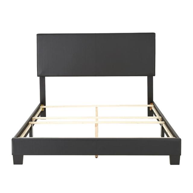 King Langley Faux Leather Upholstered Platform Bed Frame Black - Eco Dream