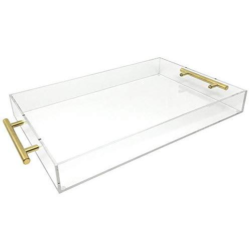 Isaac Jacobs Clear Acrylic Tray with Handle (11x17, Clear with Gold Handle)
