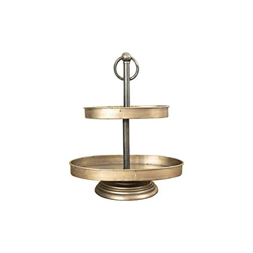 Creative Co-op Metal 2-Tier Tray Decorative Accents, Gold