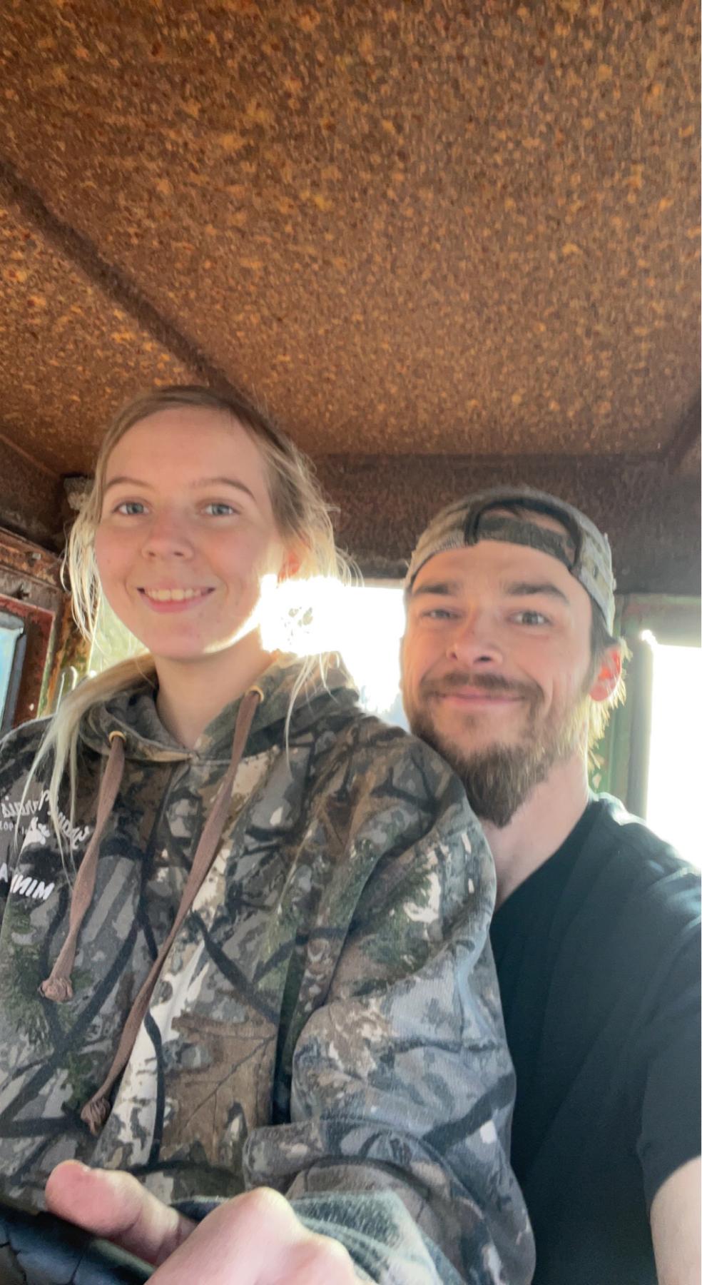Chris teaching me how to drive his tractor!