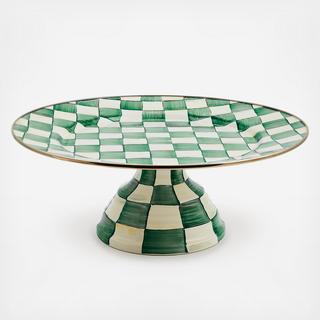 Emerald Check Pedestal Platter