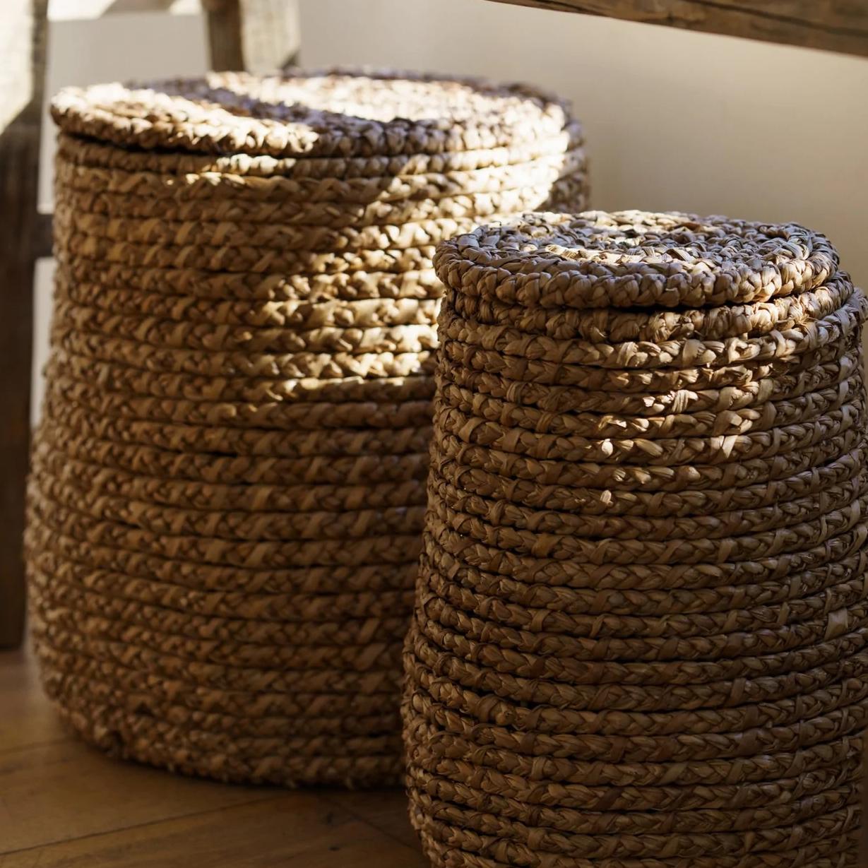 Water Hyacinth & Rattan Basket