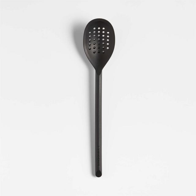 Crate & Barrel Black Silicone Deep Slotted Spoon