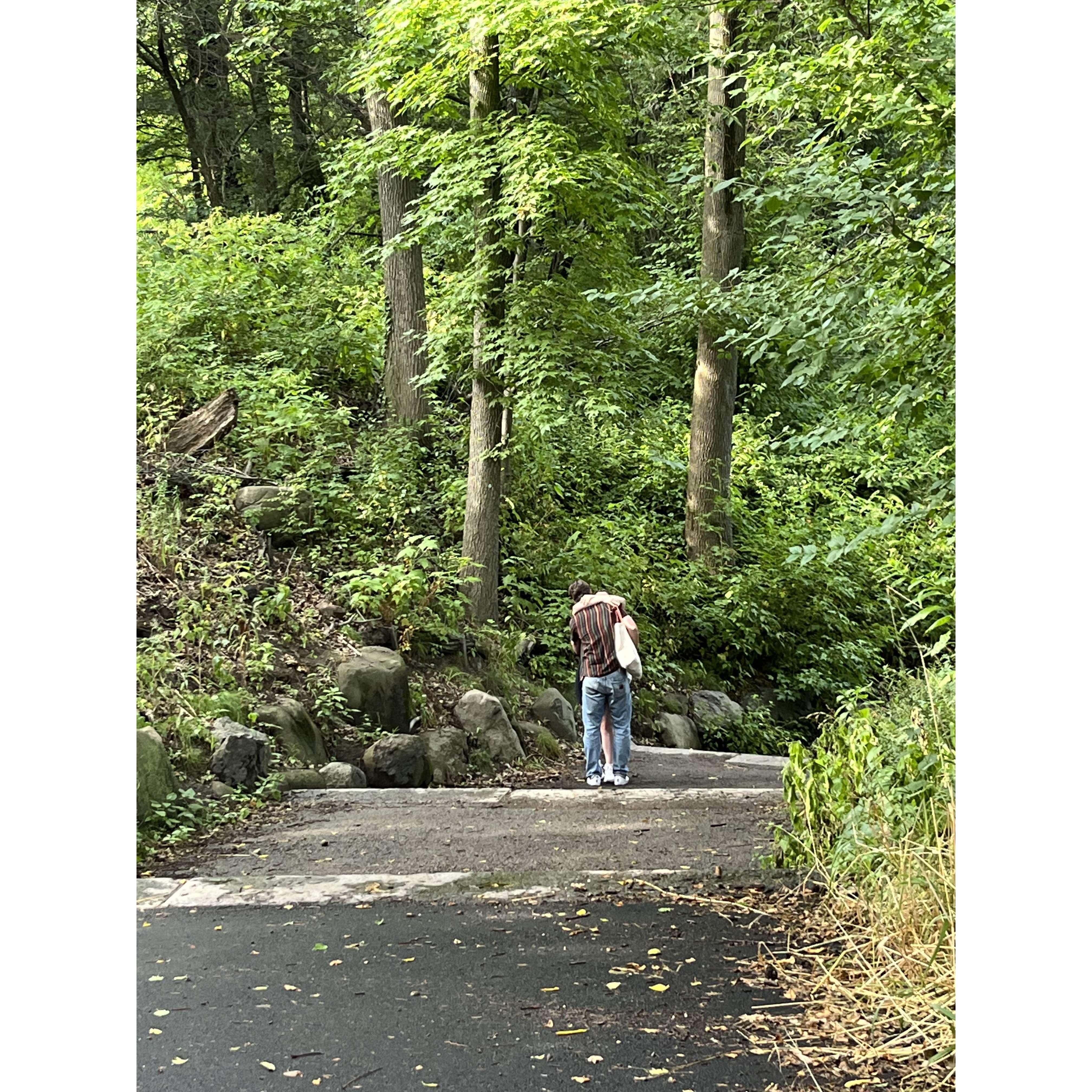 Jake proposed in Prospect Park -- it was so private and beautiful! But, in a true New York Moment, some folks walking by heard me exclaim and, when they realized it was a proposal, snapped a pic!