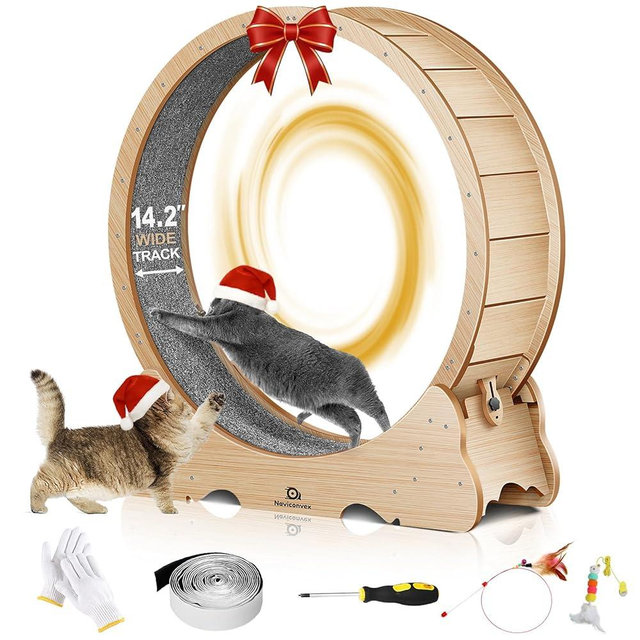 Cat Wheel, 43" L Large Cats Exercise Running Wheel, Cat Treadmill for Indoor Cats