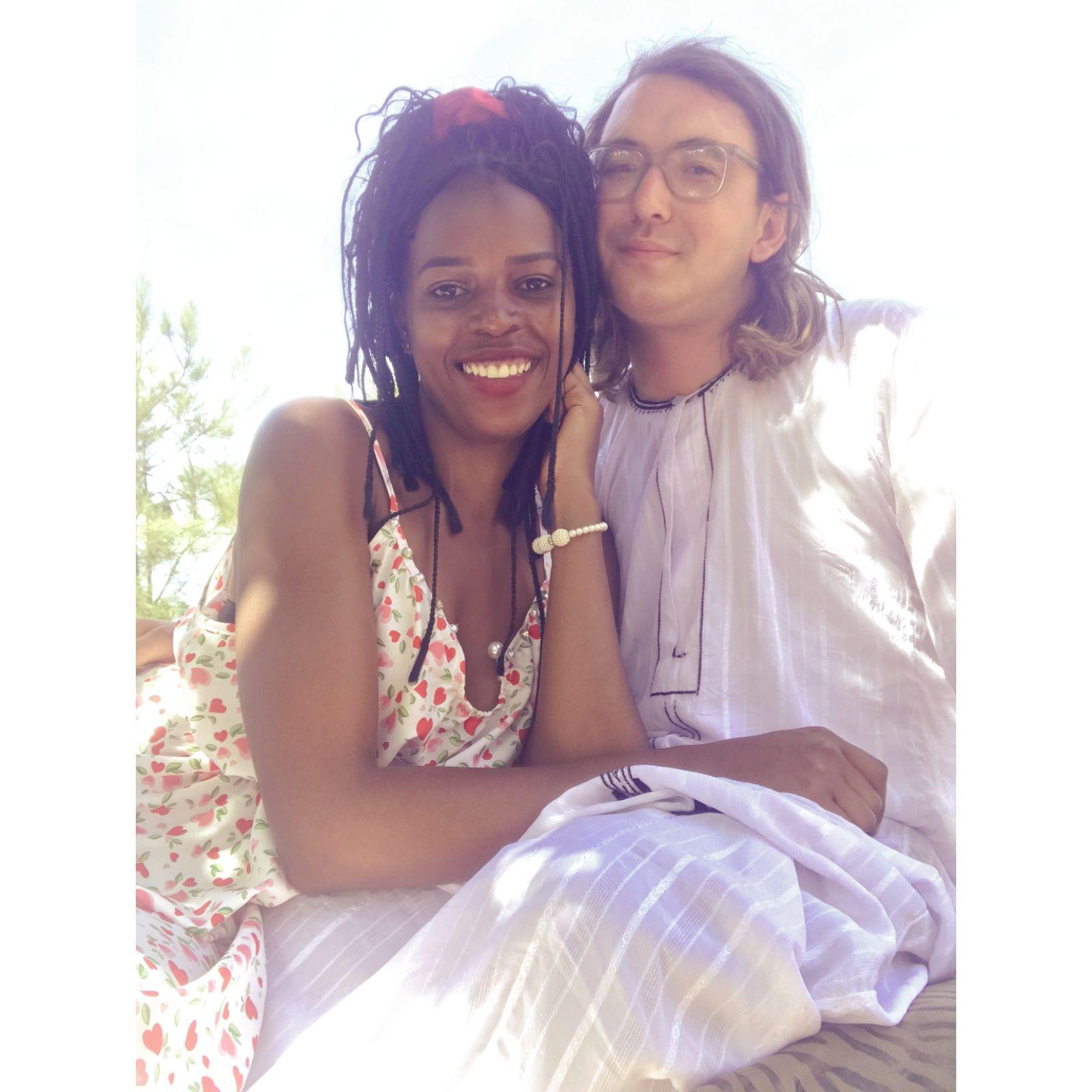 Special moment with my love dressed in the traditional Kanzu, winning my grandma's heart and she prayed a blessing for us and our relationship.