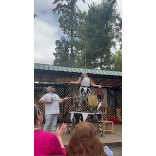Alex was asked to hold the net if this circus trick went wrong.