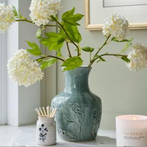 Floral Glazed Ceramic Birdie Vase