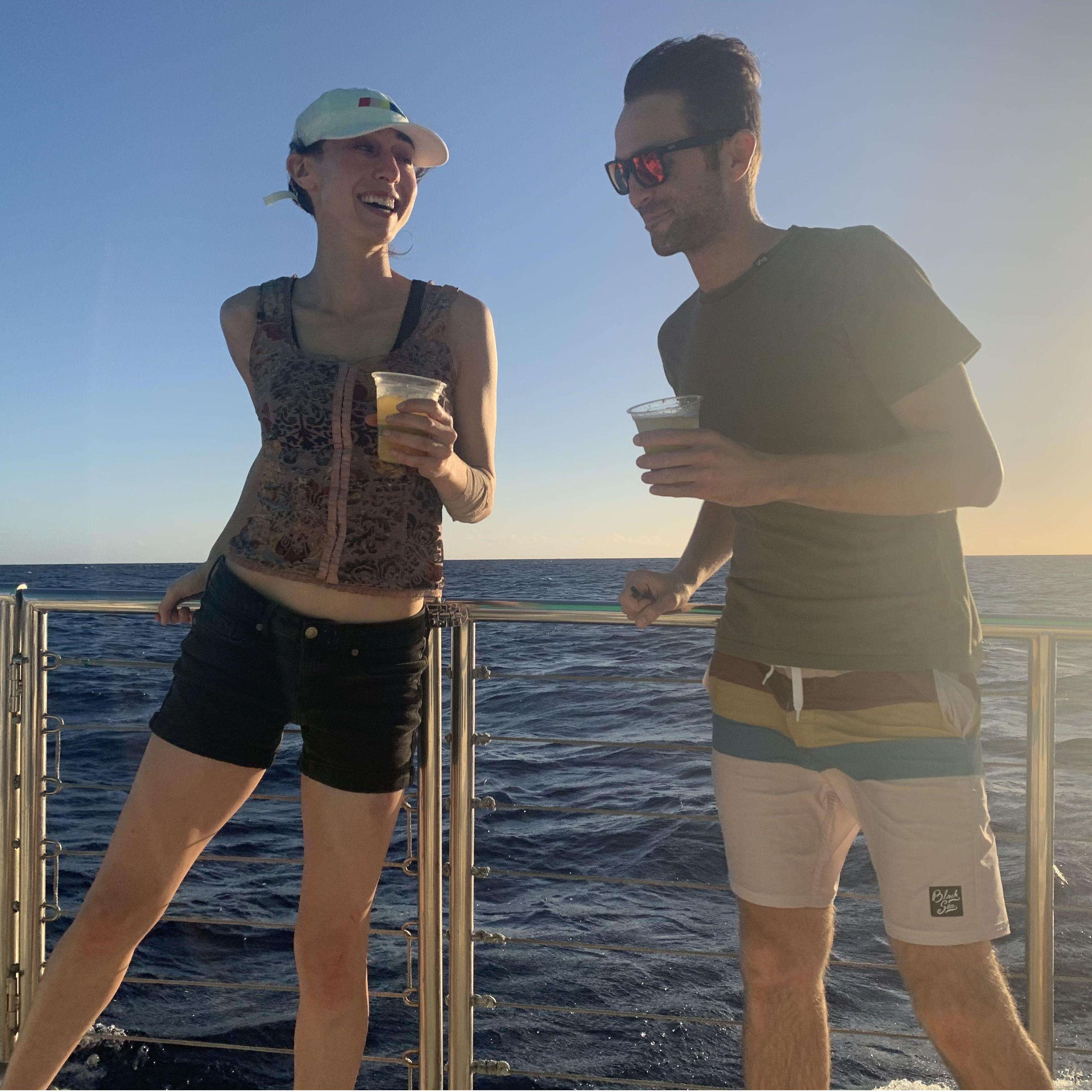 Having fun on a boat in Oahu