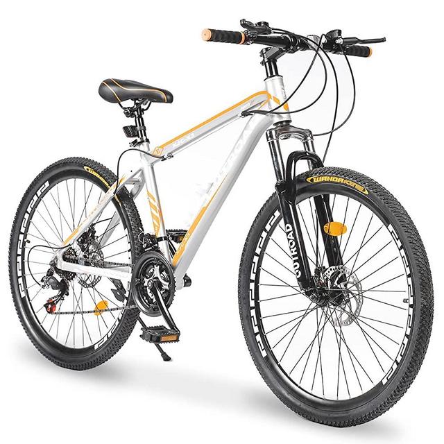 PanAme Mountain Bike with Lock-Out Suspension Fork, 21-Speed Shimano Drivetrain, 26 inch 3/Nomal Spokes Wheels, Updated Dual Disc Brake, MTB Bicycle for Men Women Adult Youth, Multiple Colors