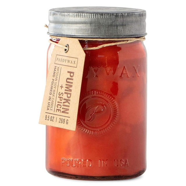 Paddywax Scented Candles Relish Collection Soy Wax Artisan Candle in Glass Jar with Lid, 9.5-Ounce, Pumpkin + Spice