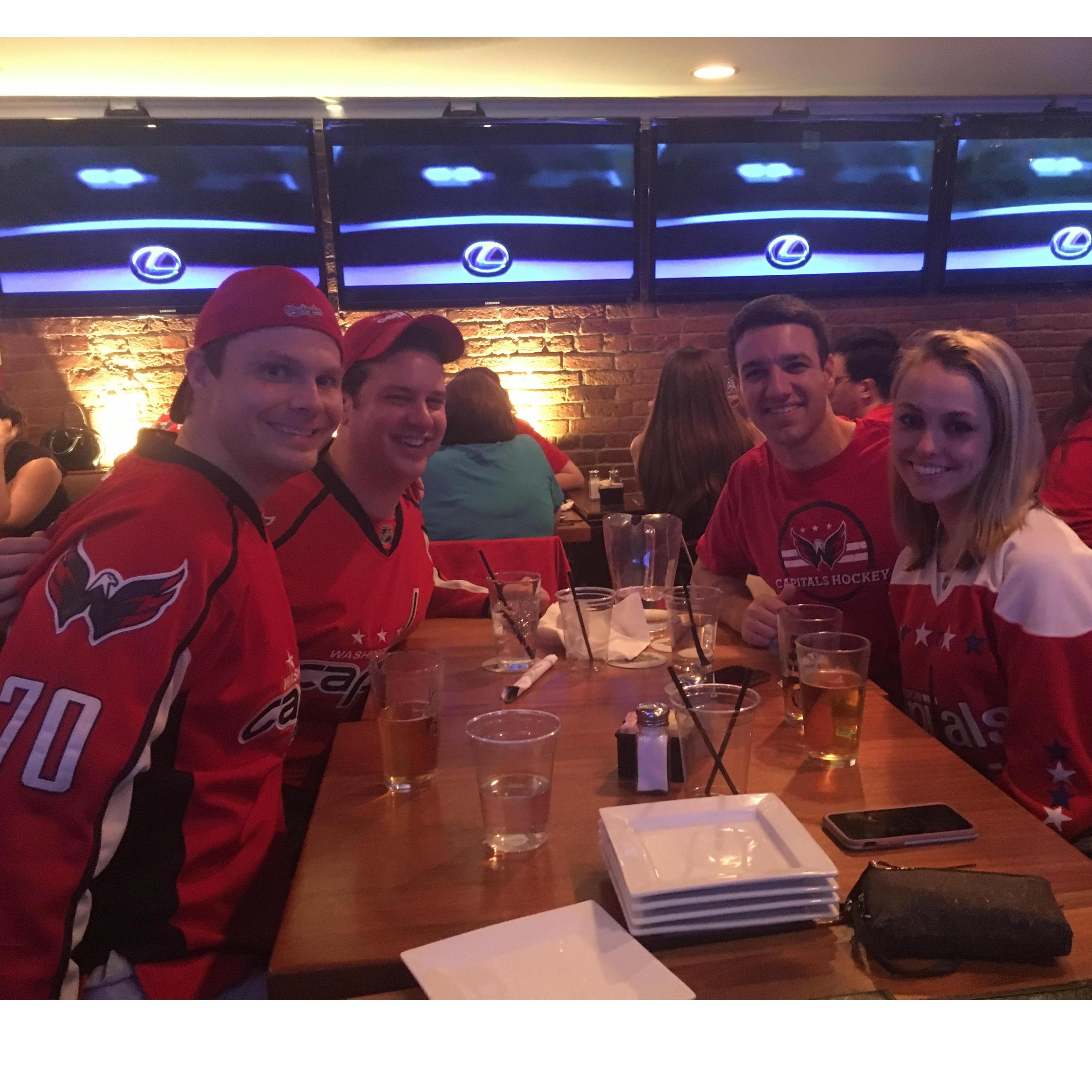 Craig, Jeremy, Mike and Cassey watching the Capitals in the playoffs