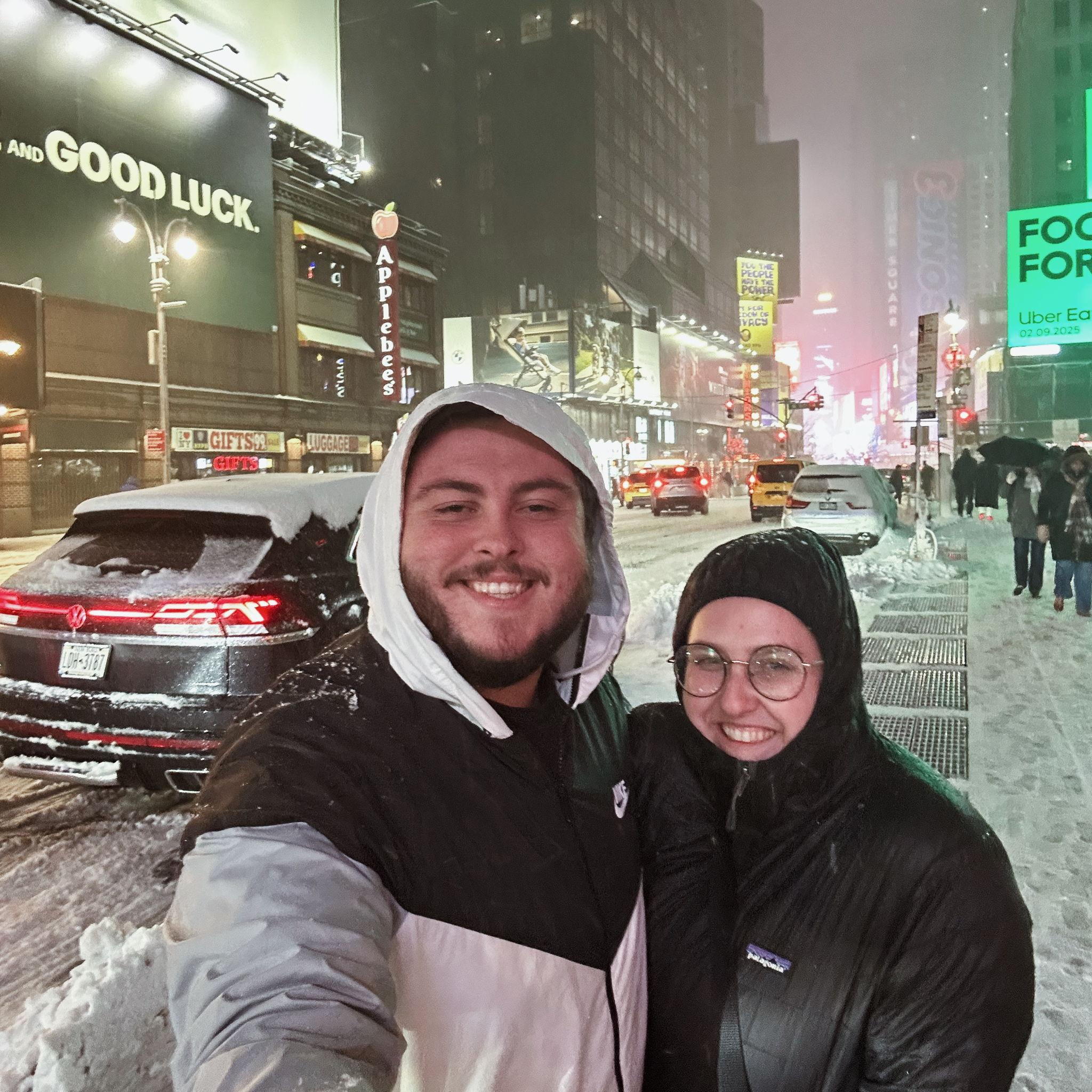 Random burst of snow in Times Square - New York
