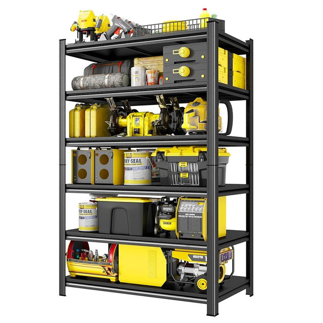 Leariso Heavy-Duty Metal Shelving Unit, 6 Tier Adjustable 20 Inch Deep Industrial Storage Rack, Commercial Utility Organizer for Garage Warehouse Household Storage
