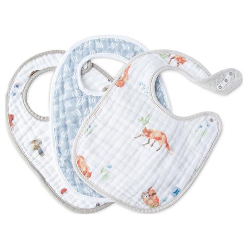 Cotton Muslin Bib Set, Fox