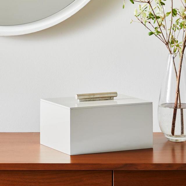 Barrel Handle Jewelry Box Small, Oyster Champagne