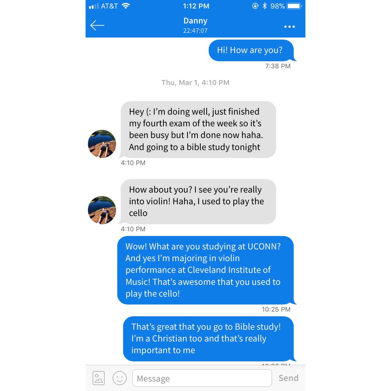 Our first messages ever! March 1, 2018