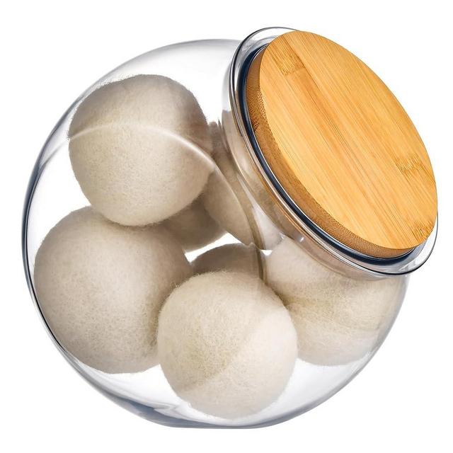 SUBEKYU Dryer Ball Holder for Laundry Room Organization, Plastic Dryer Ball Laundry Pods Dispenser,0.85 Gallon Laundry Room Organizer,Clips,Candy,Snacks,Laundry Pods,Dryer Balls Container(No Balls)