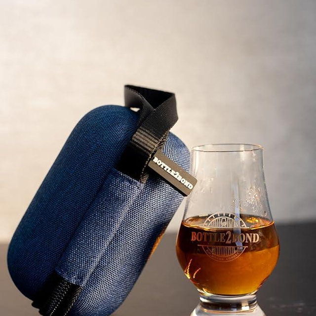 BOTTLE2BOND Whiskey Travel Set (Includes 3oz Mini Whiskey Glass and Protective Case) Travel Mini Whiskey Glass with Case | Bourbon Gift