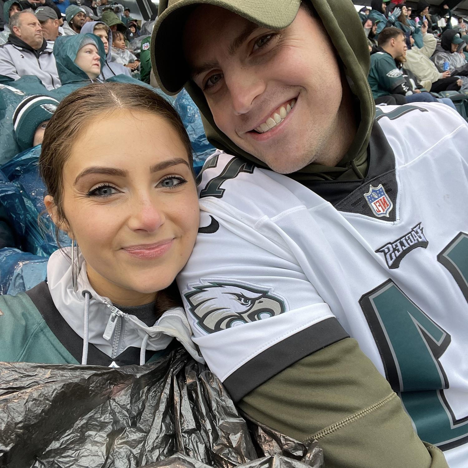 The coldest, rainiest eagles game with Kamryn’s sister, Savannah and future brother-in-law, Max!