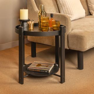 Chic Fir Wood & Metal Tray Table