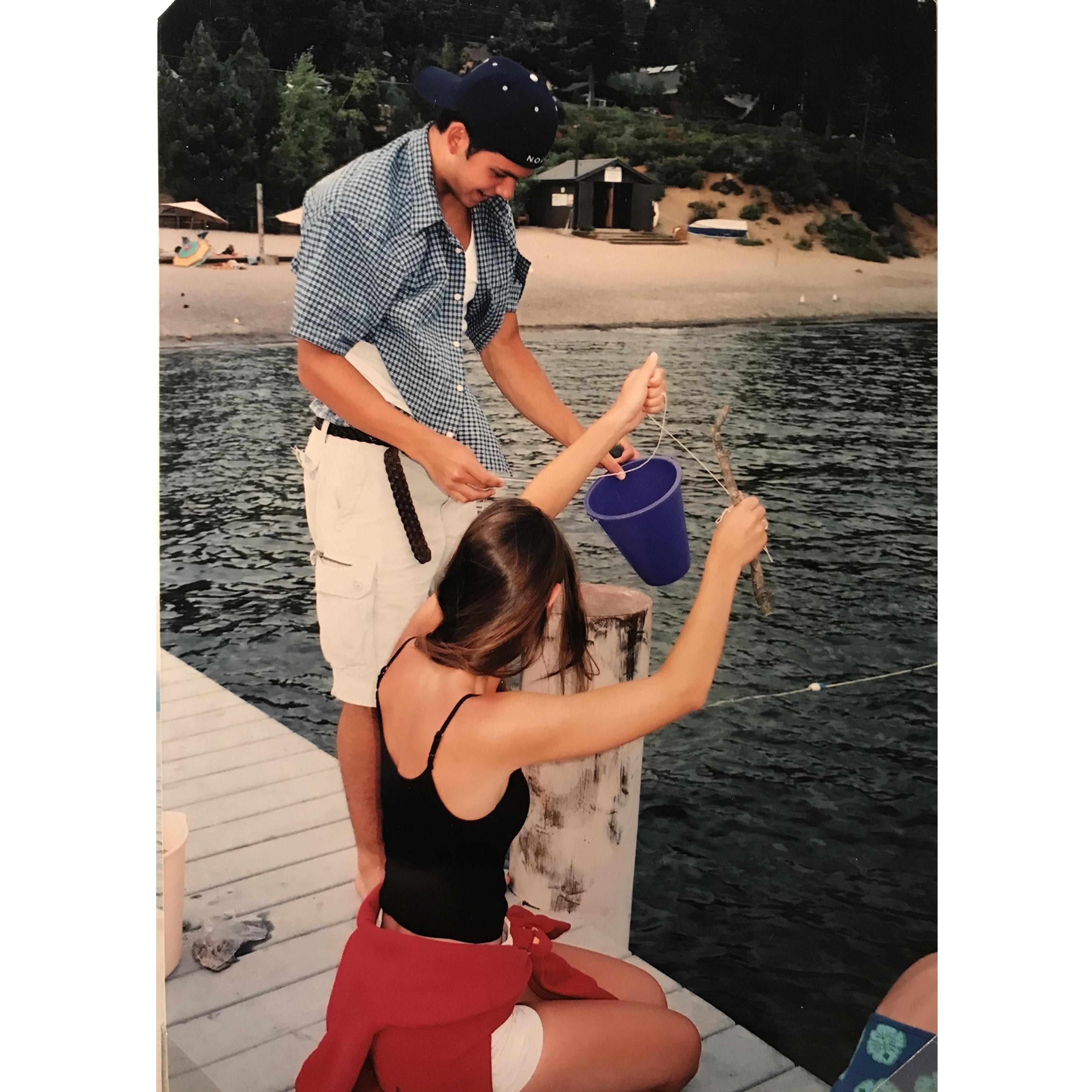 Crawdad fishing in Tahoe Summer 2003