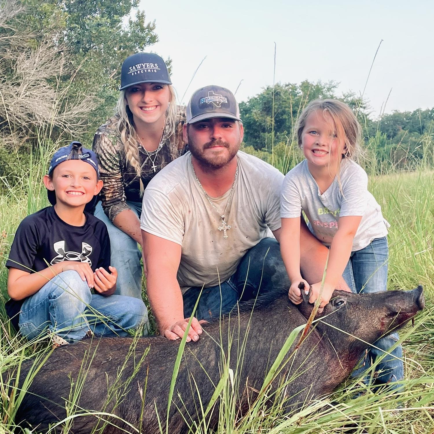 Hunting with our flower girl.