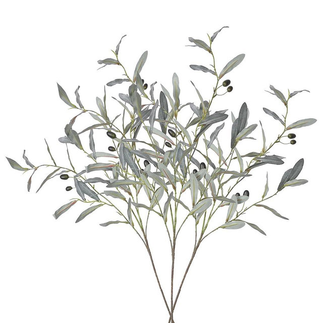 JIAAUAN 3pcs Artificial Olive Branches Faux Greenery Stems 39" Tall Olive Tree Branches Faux Olive Leaves Stems for Big Vases Basket Home Wedding
