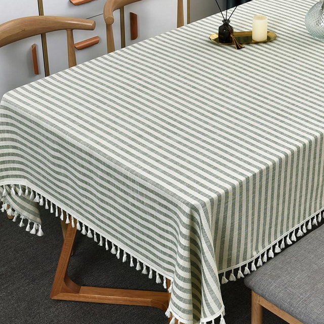 TruDelve Cotton Square Tablecloth Olive Green Striped Tablecloths Spring Outdoor Table Cloth for Picnic Table Cover (Green,55"x 55",Square)