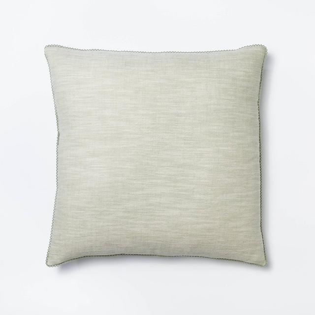 Oversized Chambray Square Throw Pillow with Lace Trim Sage - Threshold™ designed with Studio McGee