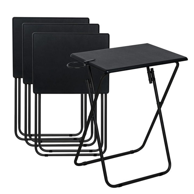 LOFTEY Tv Trays Set of 4, Folding TV Dinner Tray, Portable TV Tables for Living Room for Eating, Heavy Duty Foldable Side Table for Eating on Couch&Sofa, Black