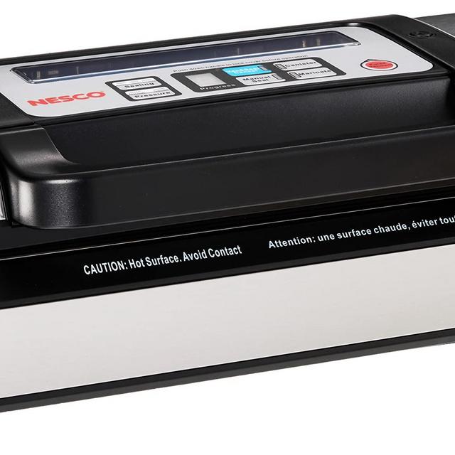 Nesco VS-12 Deluxe Food Starter Kit with Vacuum Sealer Bags and Viewing Lid, Compact, Silver